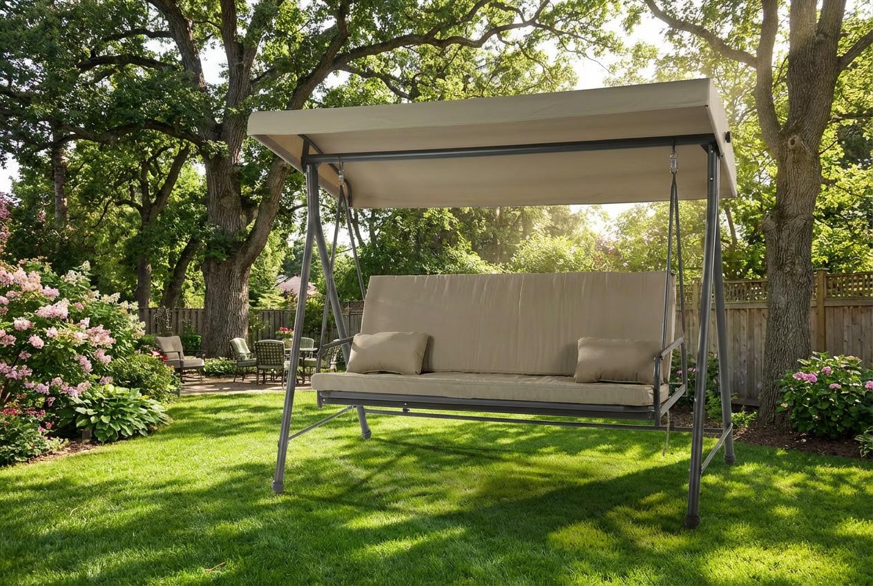 4 ადგილიანი გასაშლელი საქანელა კრემისფერი