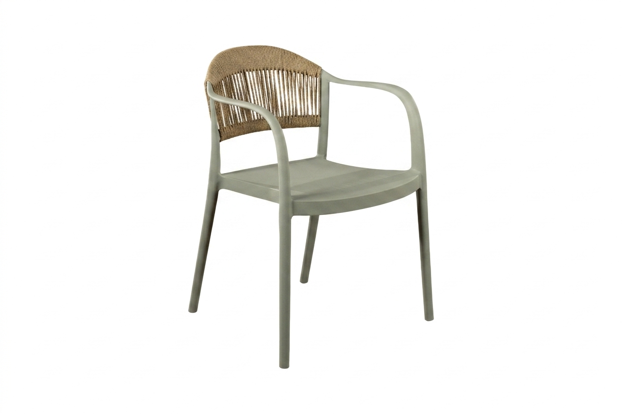 პლასმასის სკამი ღია მწვანე ჩალისფერი მობწნით 1893