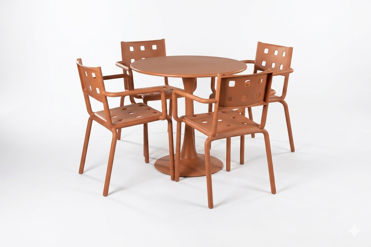 მრგვალი მაგიდა 80სმ + 4 სკამი 