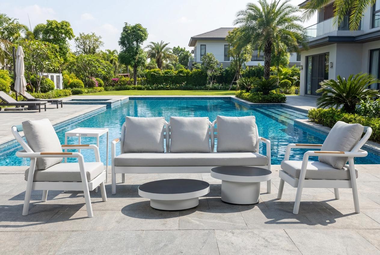 ალუმინის ოთხეული თეთრი დამატებითი მაგიდით