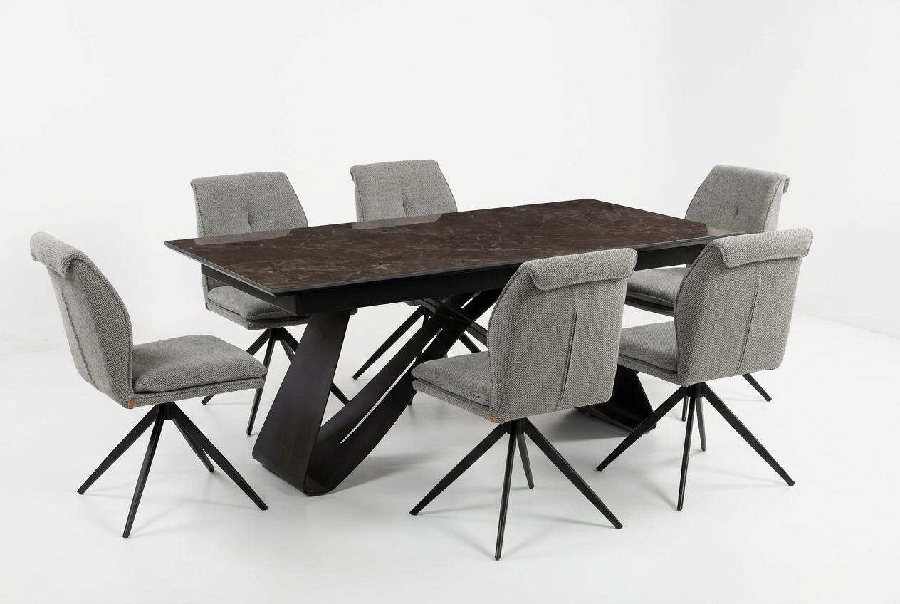 გრანიტის გასაშლელი მაგიდა 180*90-ზე + 6 სკამი