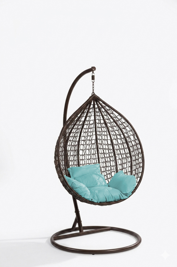 ბუდე საქანელა სც-001 ყავისფერი ცისფერი ბალიშით