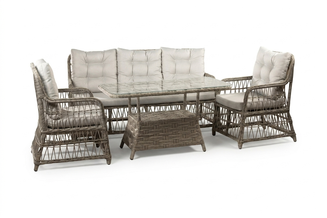 თურქული 3 ადგილიანი სამეული მაგიდით ნაცრისფერი ELY