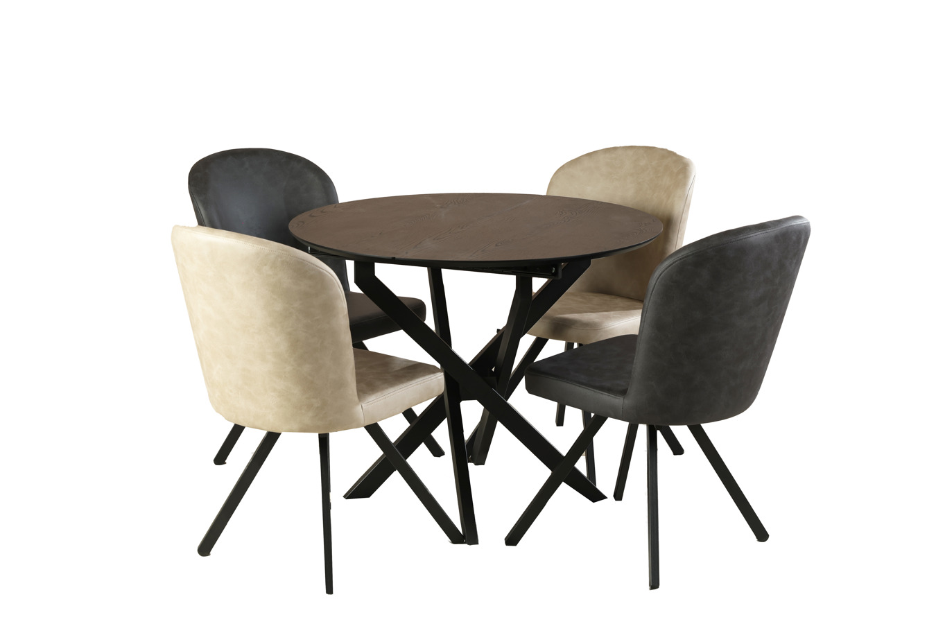 თურქული გასაშლელი მრგვალი მაგიდა RUTA შავი + 4 სკამი