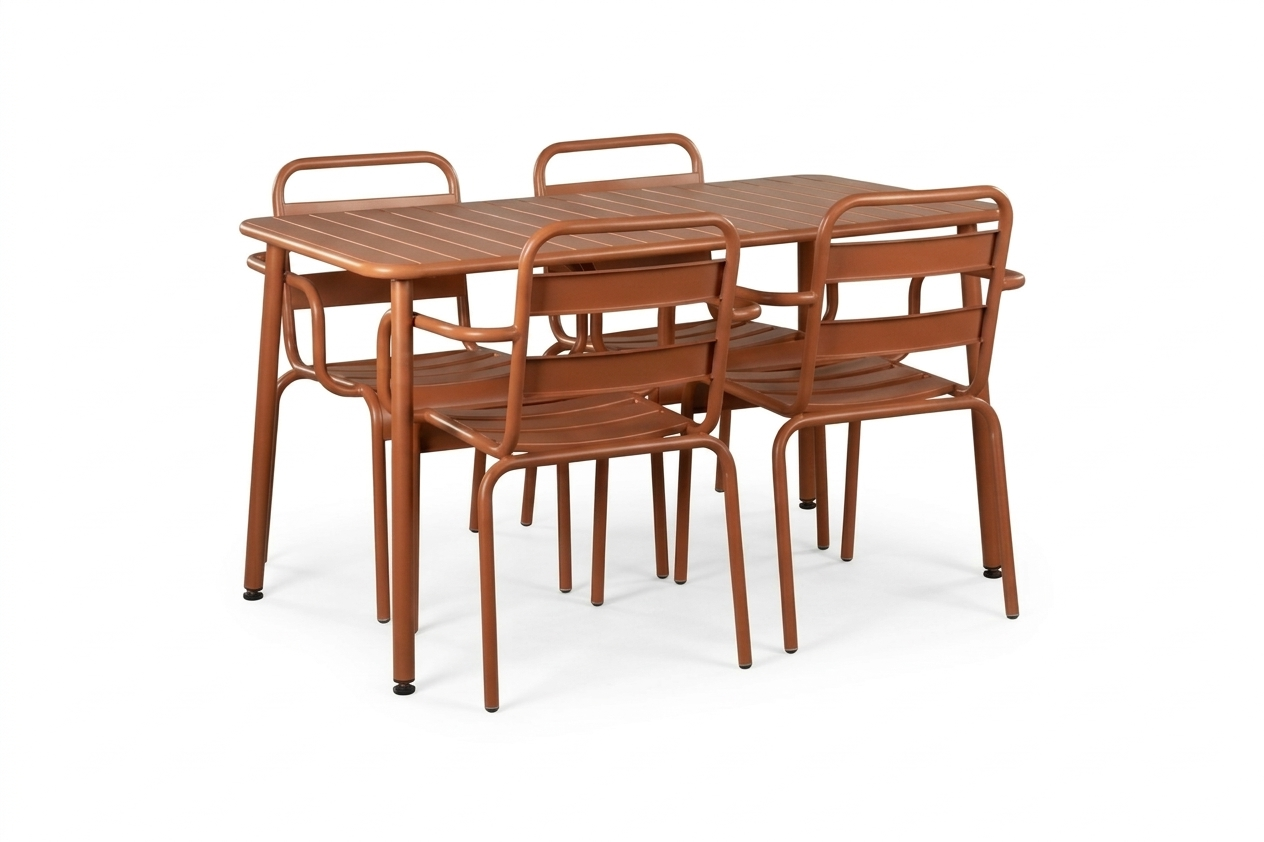 მეტალის მაგიდა 140*70-ზე ტერაკოტას ფერი T-108