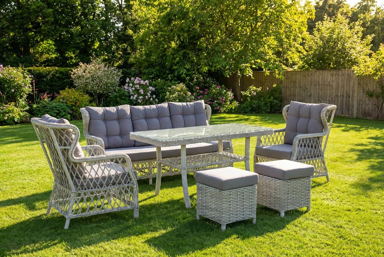 თურქული მოწნული სამეული მაგიდით LOTUS ნაცრისფერი