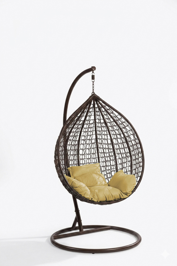 ბუდე საქანელა სც-001 ყავისფერი ყვითელი ბალიშით