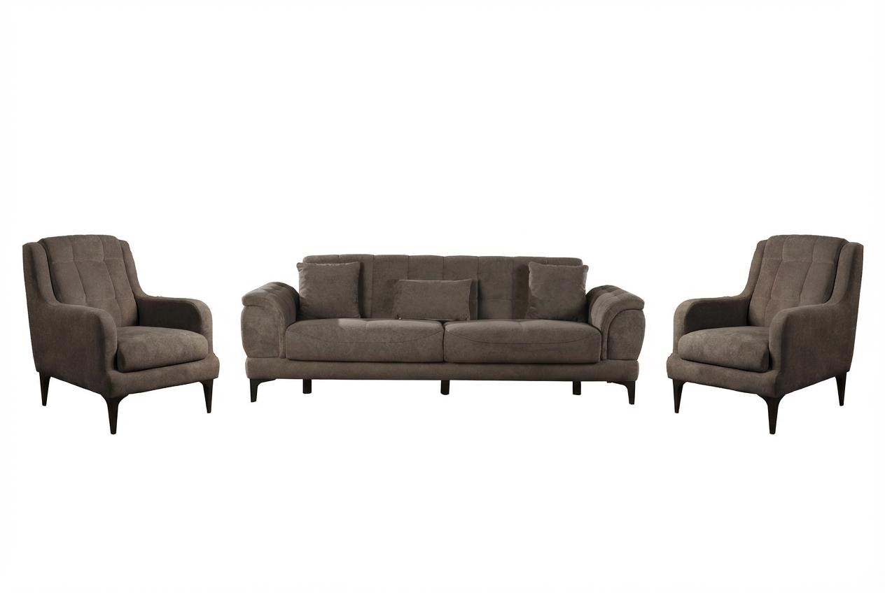 თურქული დივანი და 2 სავარძელი ნაცრისფერი LARRA