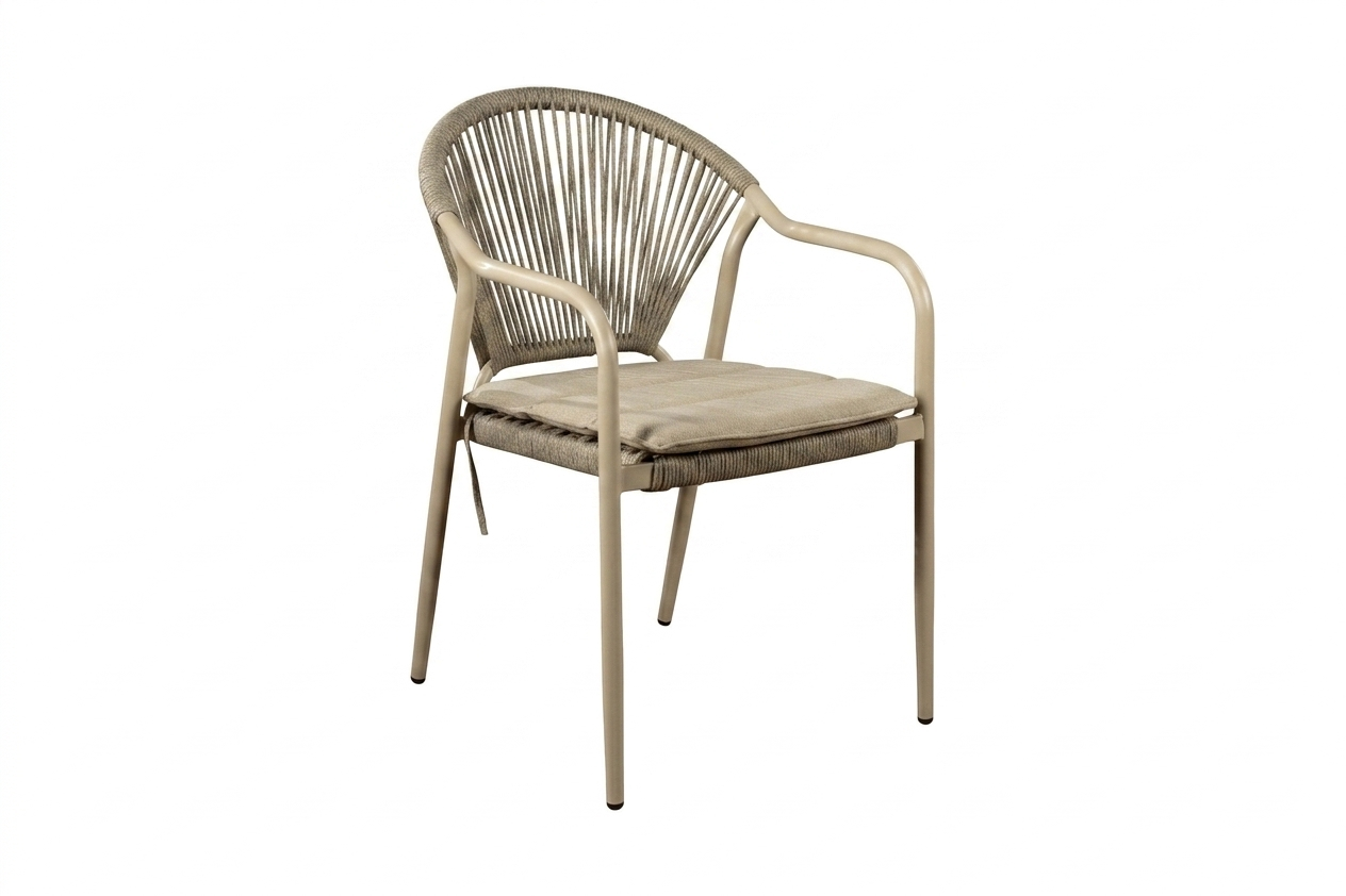 მეტალის სკამი ბალიშით კრემისფერი YLC5160