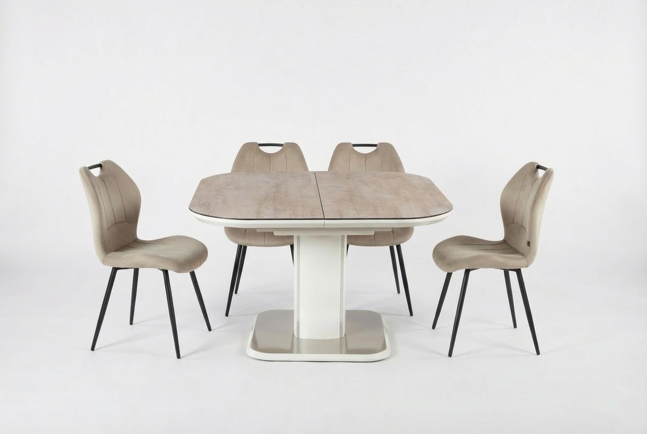 ოთხკუთხედი მაგიდა 120*120-ზე გასაშლელი + 4 სკამი